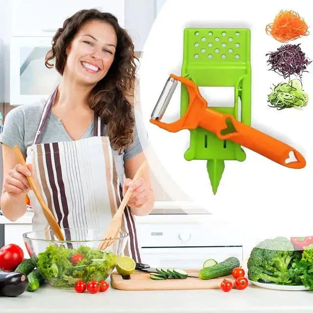 Pelador multifuncional 2 en 1 + Juego De 6 Cuchillos De Cocina Profesionales